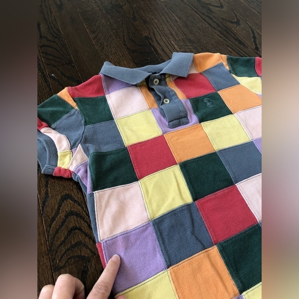 Ralph Lauren Women’ XS Vintage Multi-Color Patchwork Slim Fit Polo Shirt - GUC! - Picture 5 of 12